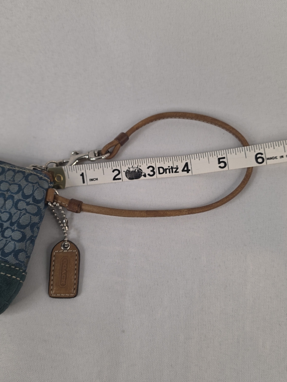 Coach Vintage Y2K Denim Suede Signature Wristlet Pouch Blue Small - Picture 11 of 11